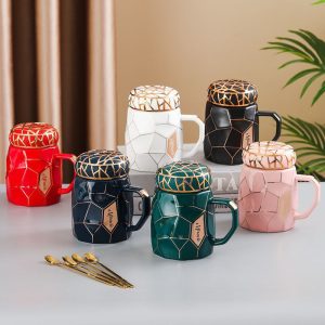 ⁦Gold Marble Mug - Red⁩ - الصورة ⁦3⁩