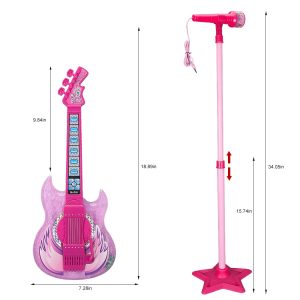 ⁦Pink Musical Guitar - With Stand Microphone⁩ - الصورة ⁦10⁩