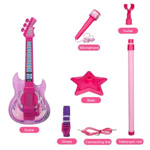 ⁦Pink Musical Guitar - With Stand Microphone⁩ - الصورة ⁦9⁩