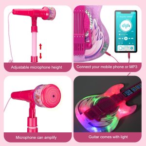 ⁦Pink Musical Guitar - With Stand Microphone⁩ - الصورة ⁦5⁩