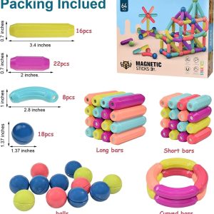 ⁦Magnetic Sticks - 64 Pcs⁩ - الصورة ⁦10⁩