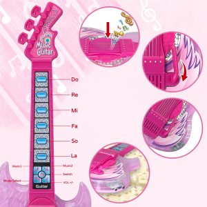 ⁦Pink Musical Guitar - With Stand Microphone⁩ - الصورة ⁦7⁩