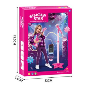 ⁦Pink Musical Guitar - With Stand Microphone⁩ - الصورة ⁦11⁩