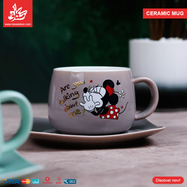 2pc Ceramic Mug – Minnie Shout - Gray