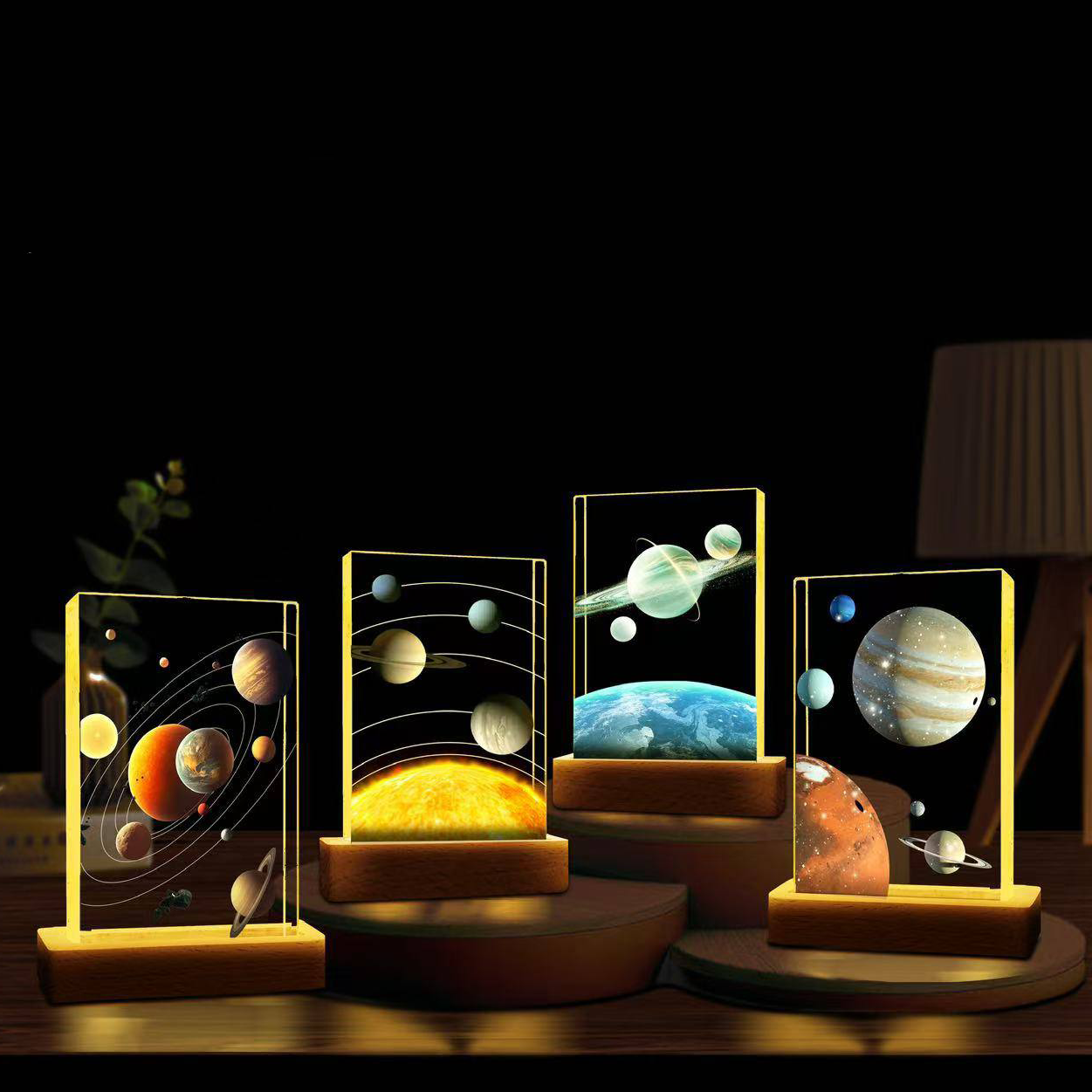 440397 1Pc Random - Lighting Crystal 3D - Solar System - الصورة 1