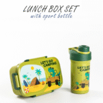 Set 2pc - 1.3L Lunch Box and Water Bottle 500ml With (Spoon-Fork) - Dinosaur