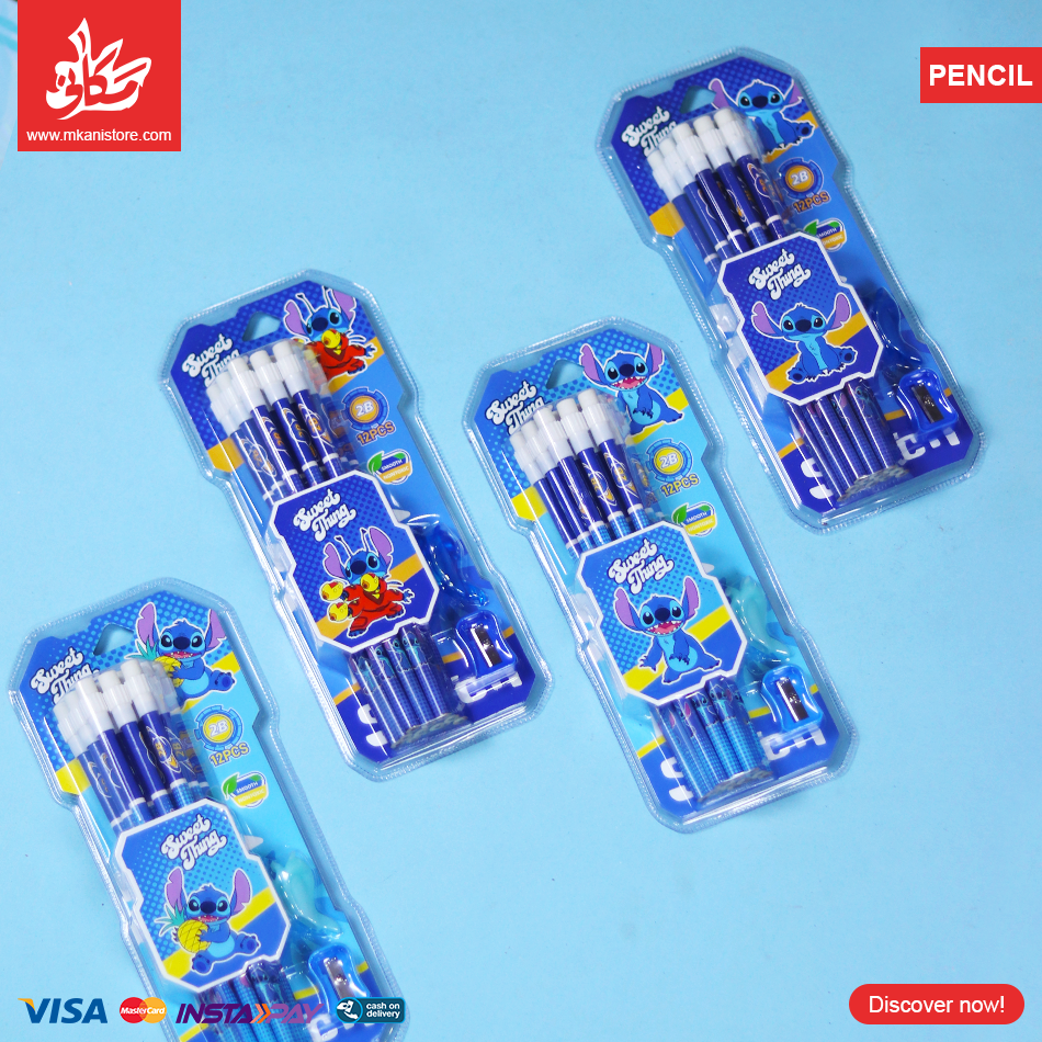 442030 1Pc Random - Set of 12 Pcs Stitch Eraser Pencil - الصورة 1