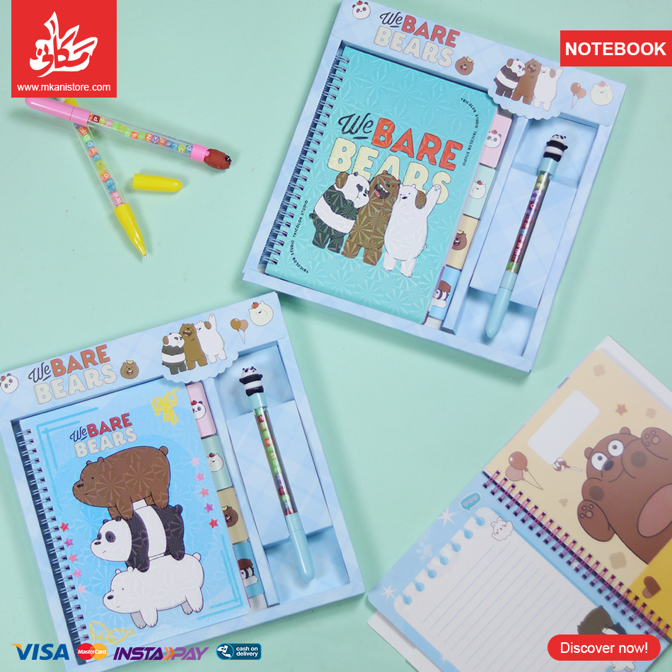 442046 1Pc Random (Blue-Mint) - Notebook with Pen - 3 Bears - الصورة 1