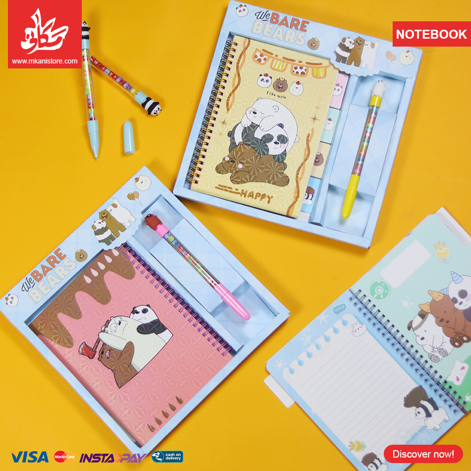 442050 1Pc Random (Yellow-Pink) - Notebook with Pen - 3 Bears - الصورة 1