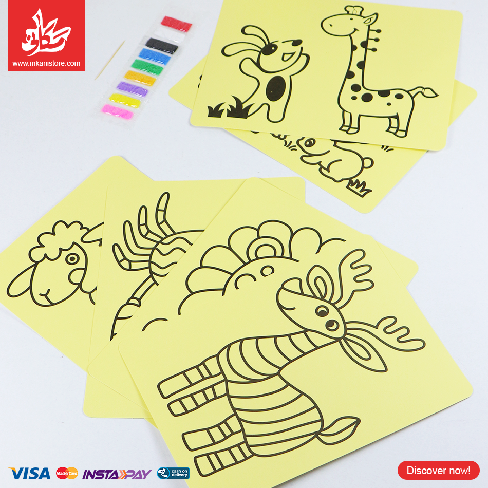 446682 1Pc Random - Generic Sand Coloring Cards - Animals - الصورة 1