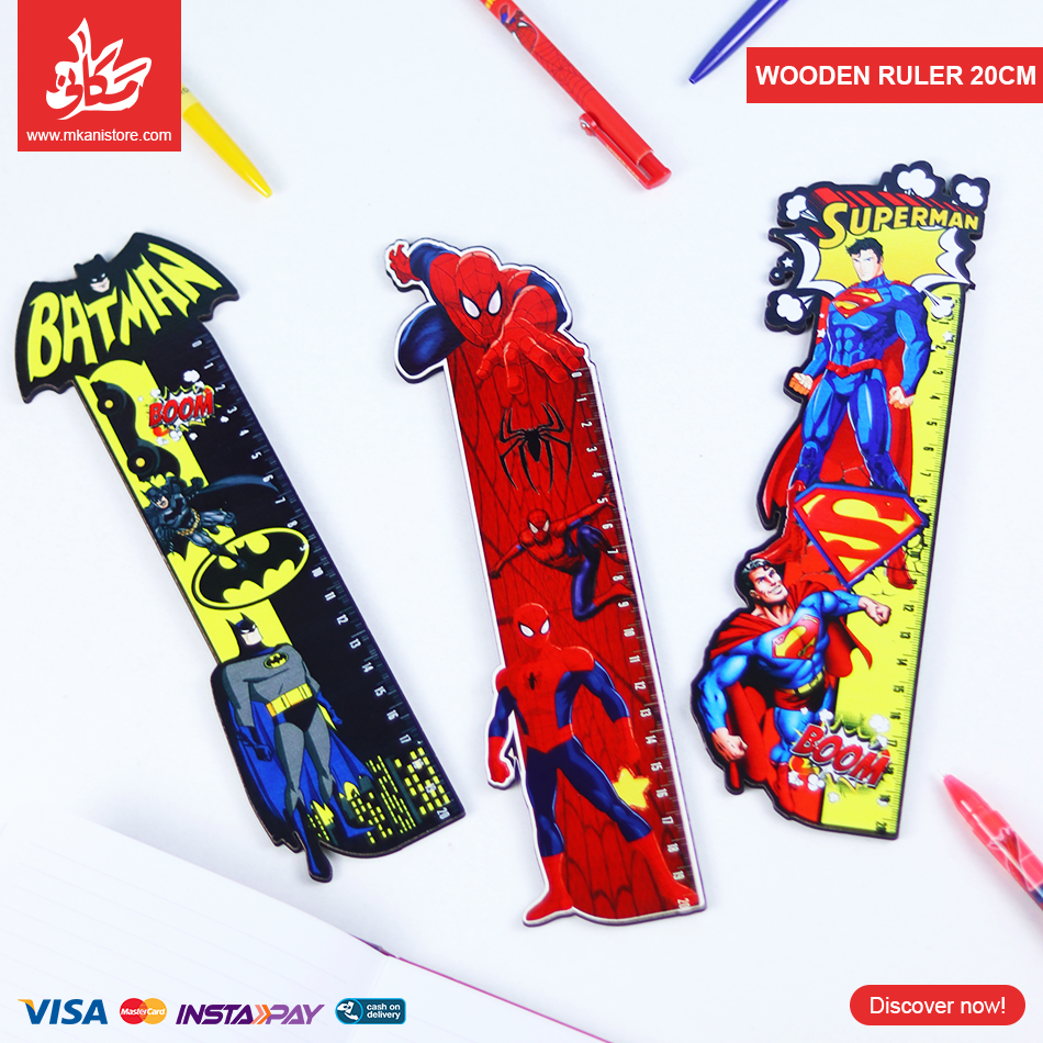 453008 1Pc Random - Wooden Ruler 20cm - Marvel - الصورة 1