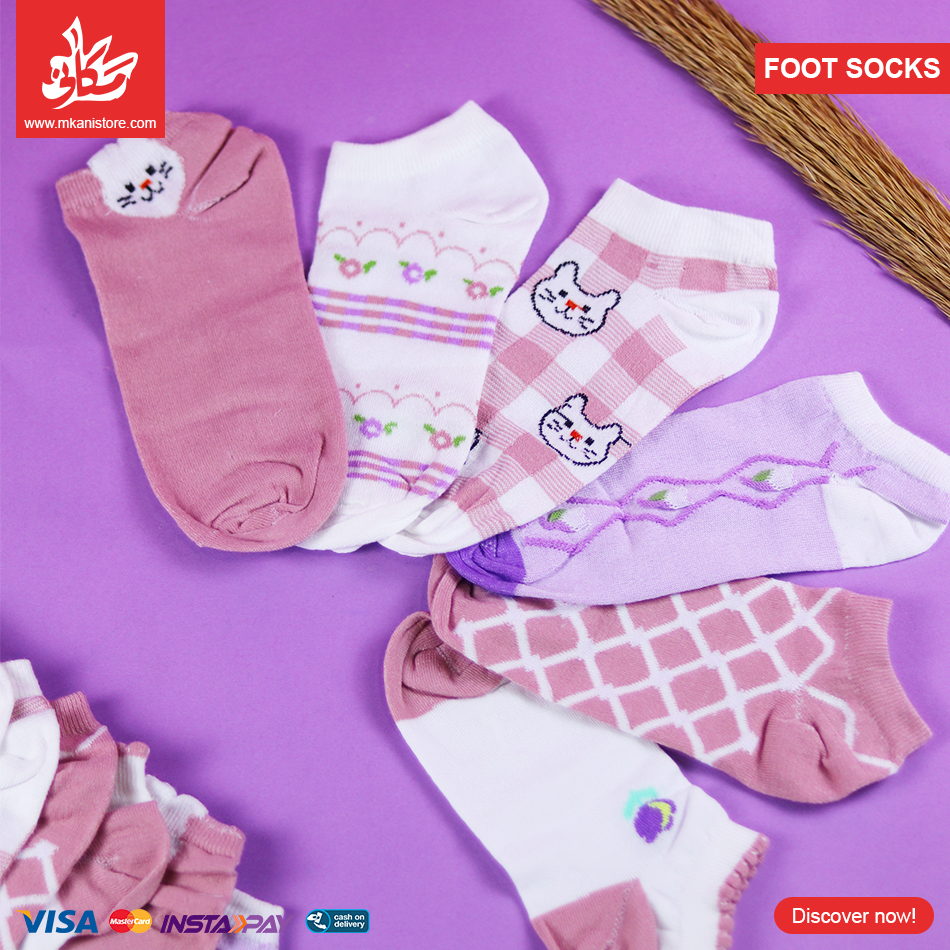 481308 1Pairs Foot Socks Random – Kashmir & Purple - الصورة 1