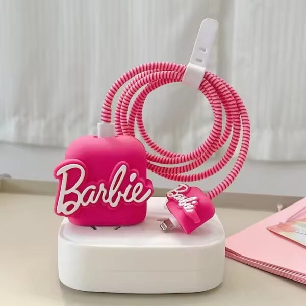 Set Of 4pcs Of 3D Data Cable Protector - For iPhone - Barbie