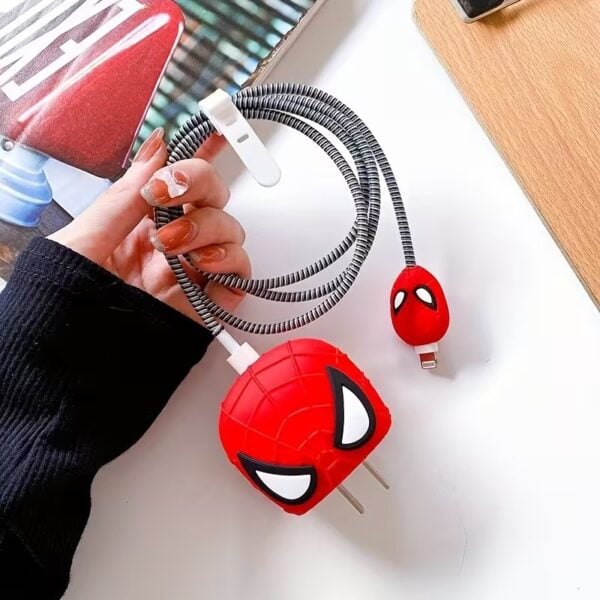 Set Of 4pcs Of 3D Data Cable Protector - For iPhone - Spiderman