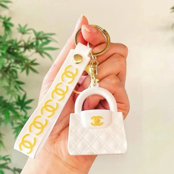 Silicone Keychain - Luxury CC Bag - White
