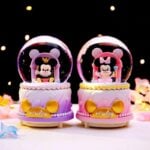 Glass Snow Ball - Music Box with Color Changing LED Lights - 1Pc Random Mickey & Minnie Mouse (13 cm)