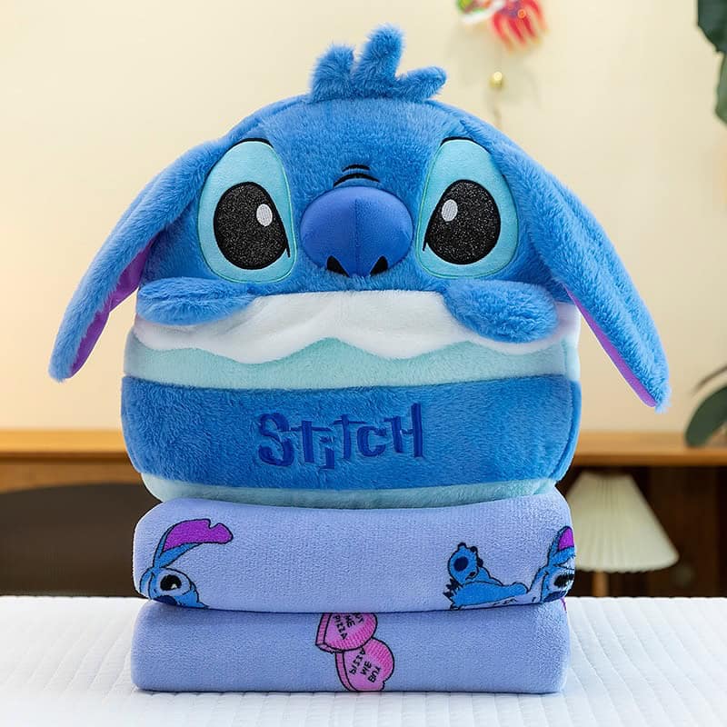 11 Cushion & Blanket 2-in1 - Fur Pillow Padded Fluffy Soft - Stitch - الصورة 1