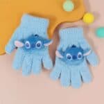 ⁦Fluffy Winter Gloves For Kid's - Stitch Blue⁩ - الصورة ⁦2⁩