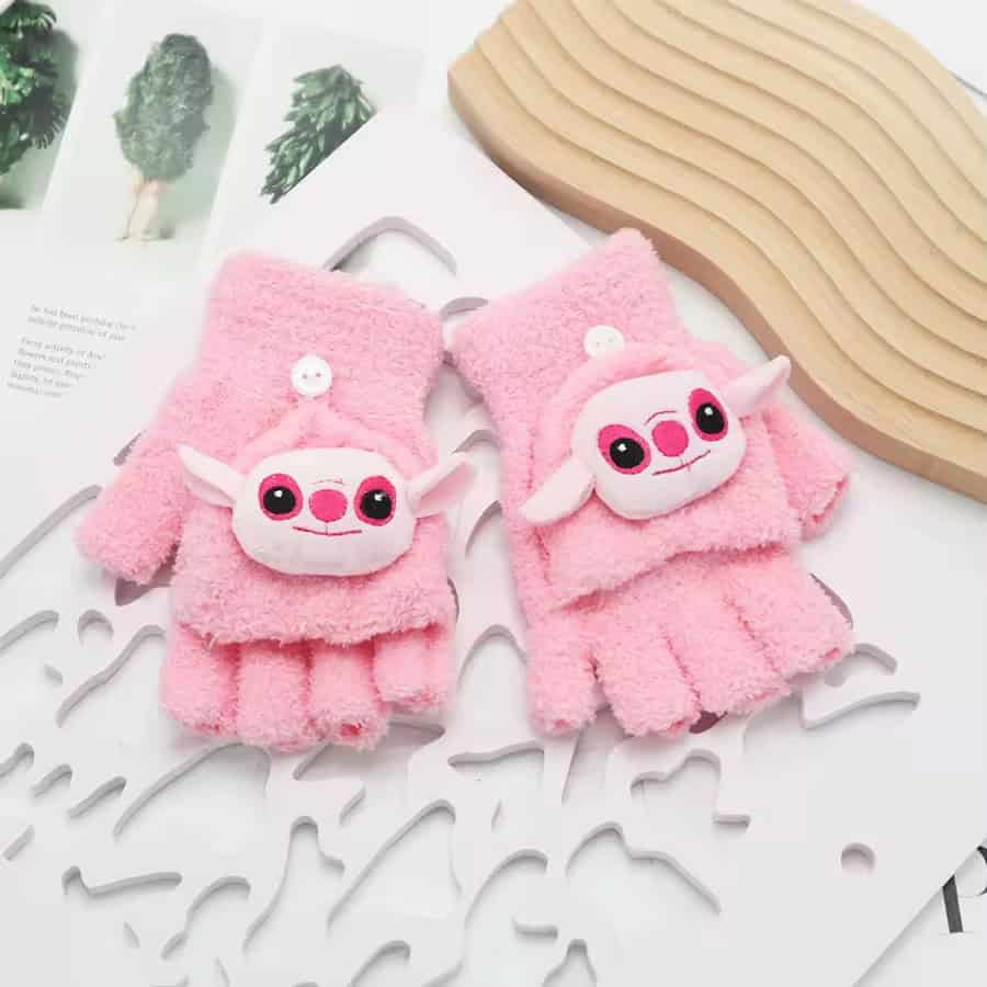 149 Fluffy Winter Gloves For Kid's - Stitch Pink - الصورة 1