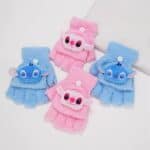 ⁦Fluffy Winter Gloves For Kid's - Stitch Blue⁩ - الصورة ⁦3⁩