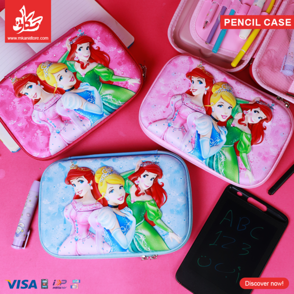 1Pc Random - 3D Pencil Case with Built-in LCD Writing Tablet -  Large Size - Princess
