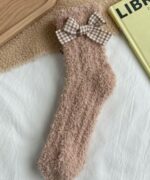 ⁦1Pairs Velvet Socks Winter Cozy Fleece - Cute Bow⁩ - الصورة ⁦6⁩