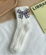 ⁦1Pairs Velvet Socks Winter Cozy Fleece - Cute Bow⁩ - الصورة ⁦9⁩