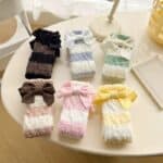 ⁦1Pairs Velvet Socks Winter Cozy Fleece - Ribbon⁩ - الصورة ⁦2⁩