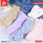 1Pairs Velvet Socks Winter Cozy Fleece - Cute Cat
