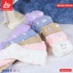 ⁦1Pairs Velvet Socks Winter Cozy Fleece - Cute Cat⁩ - الصورة ⁦3⁩
