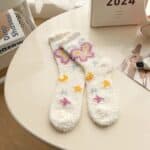 ⁦1Pairs Velvet Socks Winter Cozy Fleece - Butterfly⁩ - الصورة ⁦10⁩