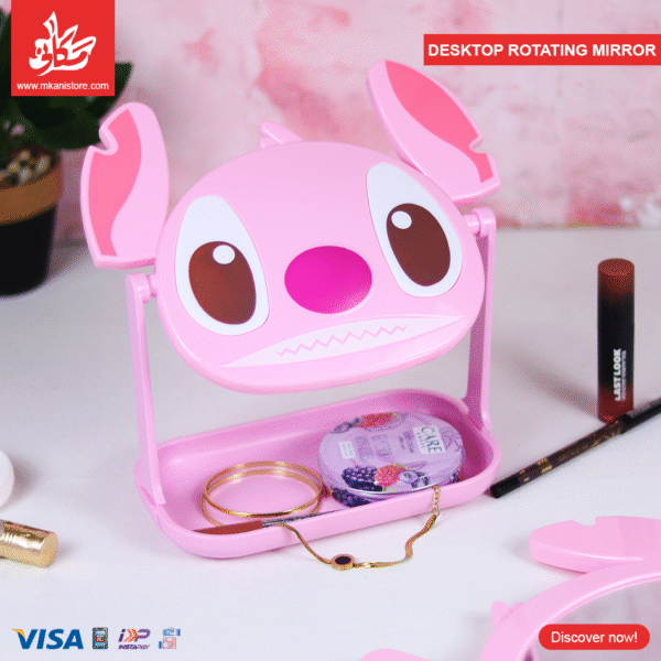 Desktop Rotating Mirror - Stitch Pink