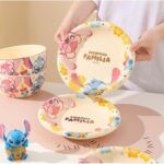 ⁦Luxurious Set Of 5pcs Disney Orignal - Ceramic Dinnerware with Portable Gift Box - Stitch⁩ - الصورة ⁦3⁩