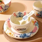 ⁦Luxurious Set Of 5pcs Disney Orignal - Ceramic Dinnerware with Portable Gift Box - Stitch⁩ - الصورة ⁦4⁩