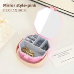 ⁦1Pc Random - Portable Luxury Mini Box Jewelry Storage Box - With Handle Elegant Mirror⁩ - الصورة ⁦2⁩