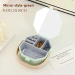 ⁦1Pc Random - Portable Luxury Mini Box Jewelry Storage Box - With Handle Elegant Mirror⁩ - الصورة ⁦3⁩
