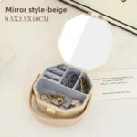 ⁦1Pc Random - Portable Luxury Mini Box Jewelry Storage Box - With Handle Elegant Mirror⁩ - الصورة ⁦4⁩