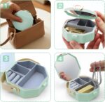 ⁦1Pc Random - Portable Luxury Mini Box Jewelry Storage Box - With Handle Elegant Mirror⁩ - الصورة ⁦6⁩