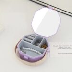 ⁦1Pc Random - Portable Luxury Mini Box Jewelry Storage Box - With Handle Elegant Mirror⁩ - الصورة ⁦5⁩