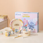 Luxurious Set Of 5pcs Disney Orignal - Ceramic Dinnerware with Portable Gift Box - Stitch