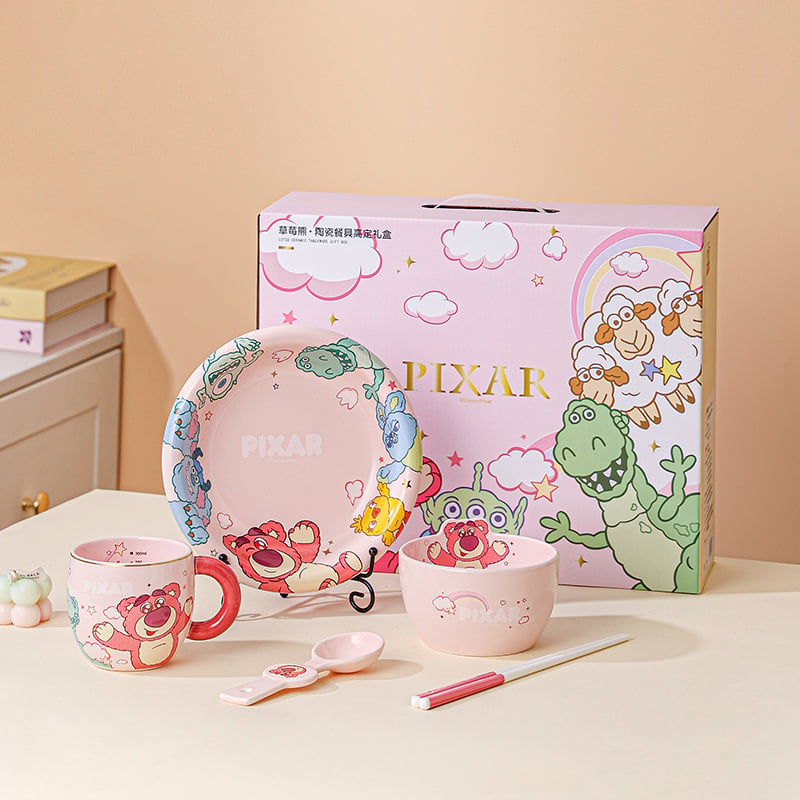 353 Luxurious Set Of 5pcs Disney Orignal - Ceramic Dinnerware with Portable Gift Box - Lotso - الصورة 1