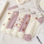 ⁦1Pairs Foot Socks Random – Strawberry Bunny⁩ - الصورة ⁦2⁩