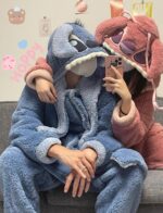 ⁦Fleece Robe Hooded Blanket Winter Pajamas - Stitch Pink (Size/55-80kg)⁩ - الصورة ⁦9⁩