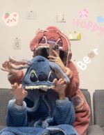 ⁦Fleece Robe Hooded Blanket Winter Pajamas - Stitch Pink (Size/55-80kg)⁩ - الصورة ⁦10⁩