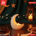 Crescent Candle Holder With 2 Tealight Stand - Concrete Marble Material - 10Cm