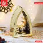 ⁦Iron Ramadan Lantern With Golden Lighting - Size 20Cm⁩ - الصورة ⁦2⁩