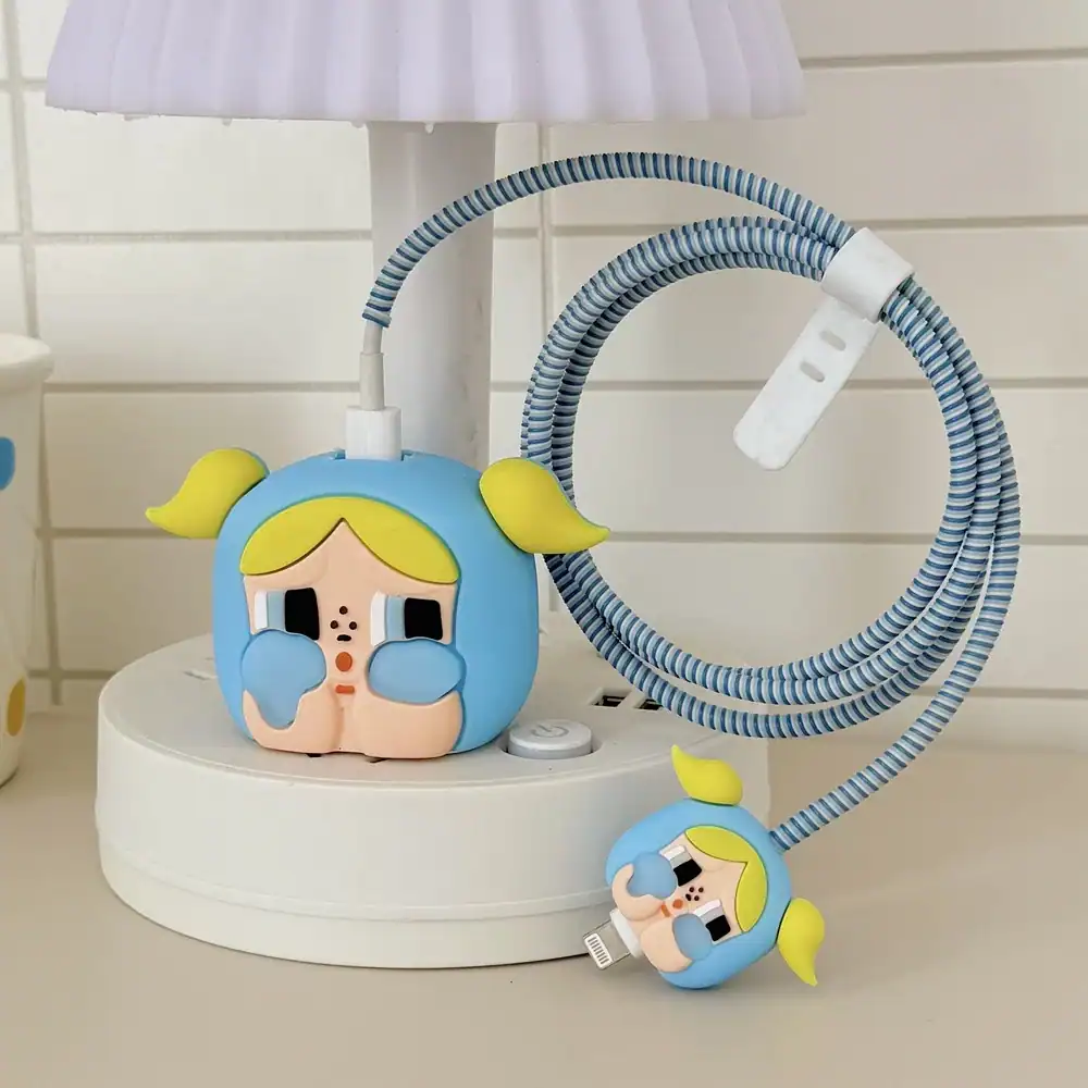 206 Set Of 4pcs Of 3D Data Cable Protector - For iPhone - Crybaby × Bubbles - الصورة 1