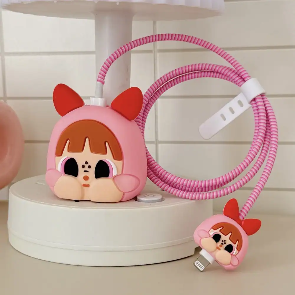 207 Set Of 4pcs Of 3D Data Cable Protector - For iPhone - Crybaby × Blossom - الصورة 1