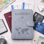 Cover PU Leather Passport Holder - Gray