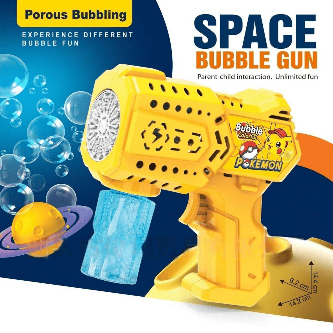 307 Bubble Machine Gun for Kids Blower with Led Light & Bubble Solution - Pokemon - الصورة 1